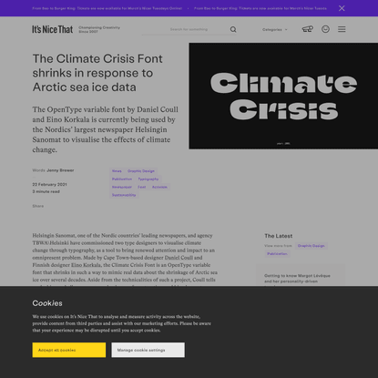 The Climate Crisis Font shrinks in response to Arctic sea ice data
