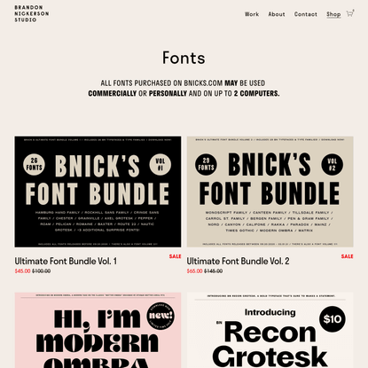 Store / Shop Fonts — Brandon Nickerson Portfolio