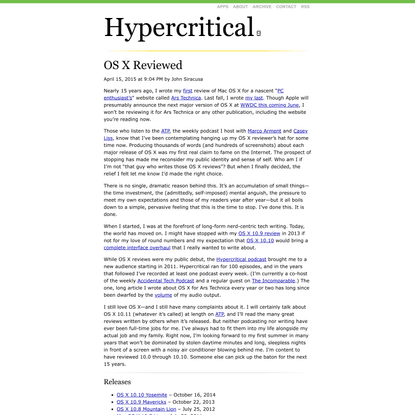 Hypercritical: OS X Reviewed