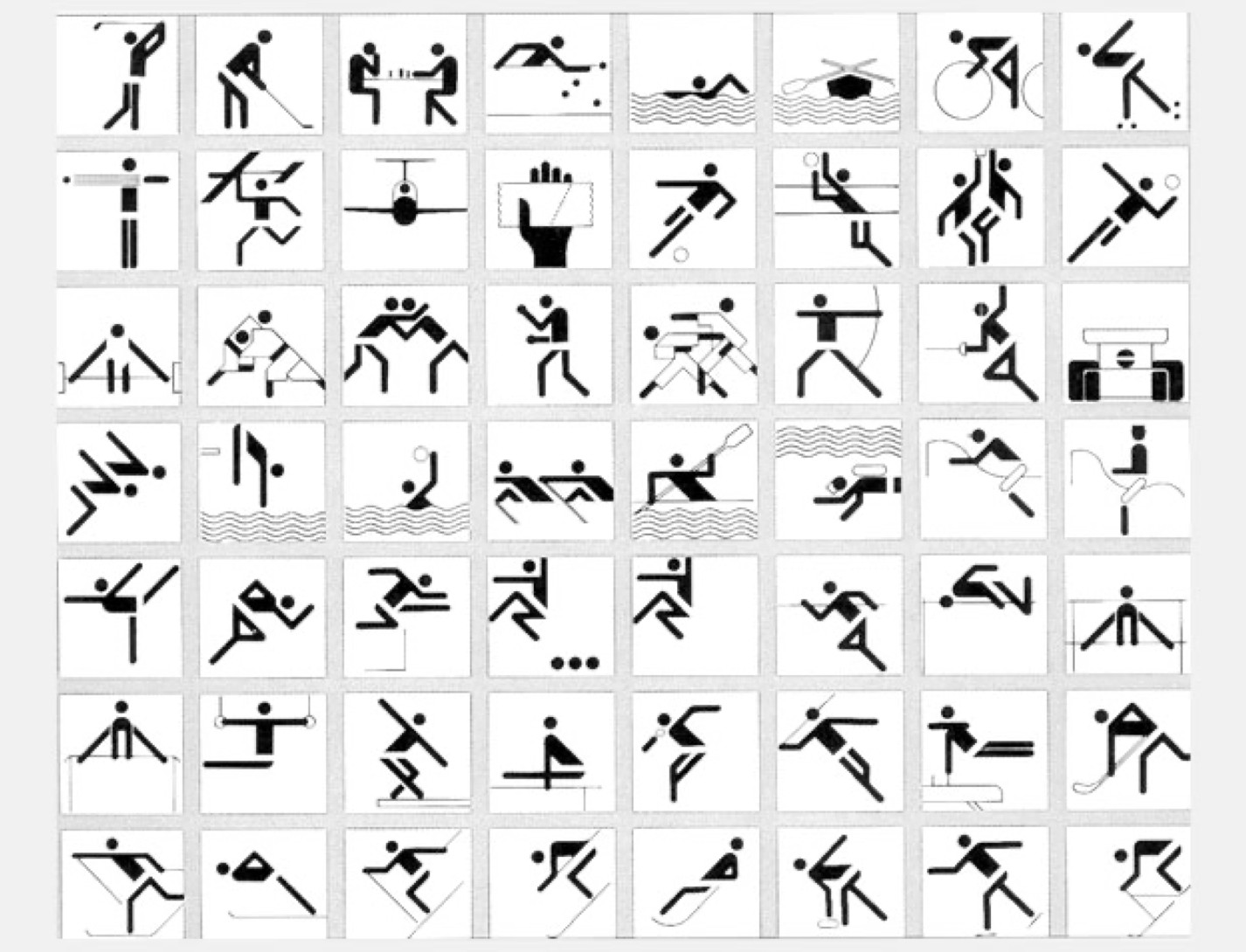 Отто Айхер пиктограммы. Пиктограммы для Олимпийских игр Айхер. Отл Айхер пиктограммы для олимпиады в Мюнхене 1972. Олимпиада 80 символика видов спорта