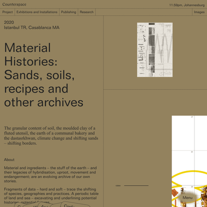 Material Histories: Sands, soils, recipes and other archives – Counterspace