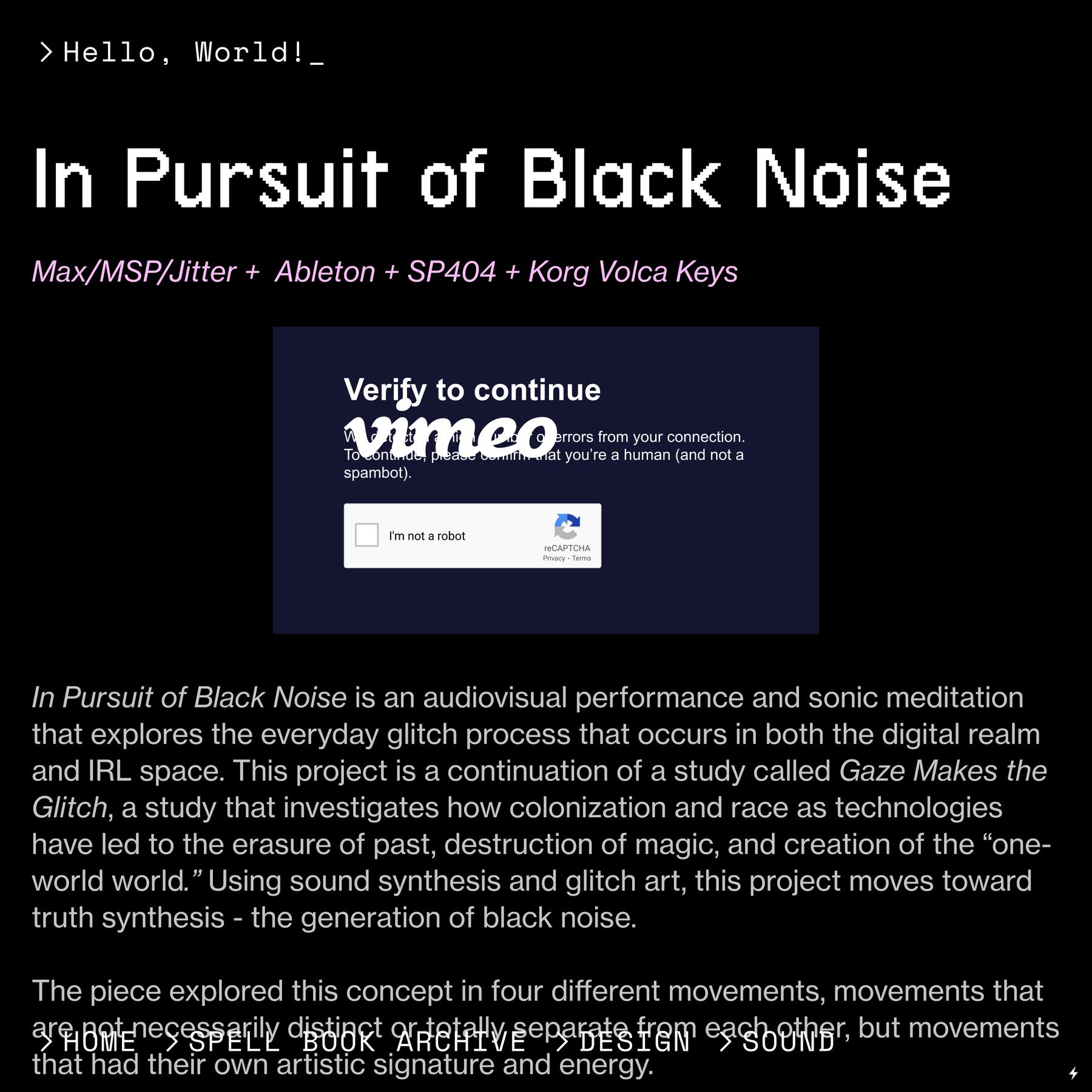In Pursuit of Black Noise - Page — CYBERWITCH