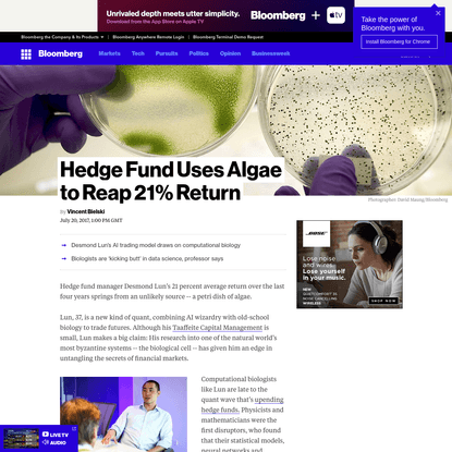 Hedge Fund Uses Algae to Reap 21% Return