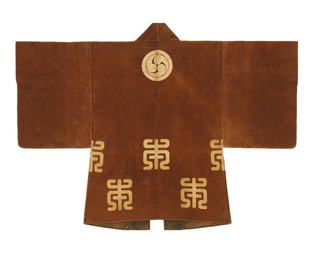 Fireman's parade leather coat (kawabaori) with family crest, 19th century