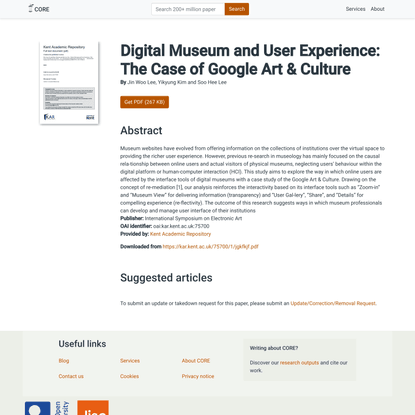 Digital Museum and User Experience: The Case of Google Art &amp; Culture - CORE