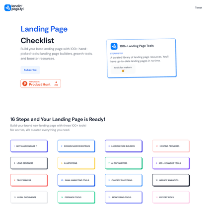 Landing Page Checklist | 100+ Tools to Build a Landing Page