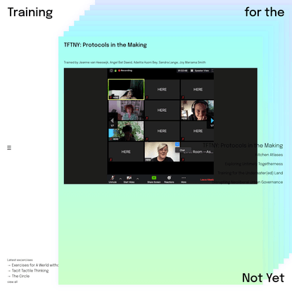 Training for the Not-Yet - Training for the Not-Yet