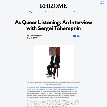 As Queer Listening: An Interview with Sergei Tcherepnin
