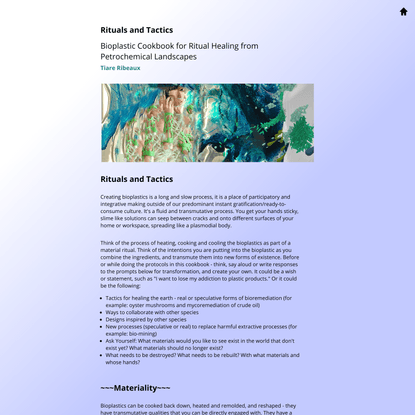 [Rituals and Tactics] Bioplastic Cookbook for Ritual Healing from Petrochemical Landscapes