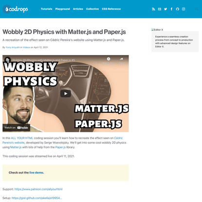 Wobbly 2D Physics with Matter.js and Paper.js | Codrops