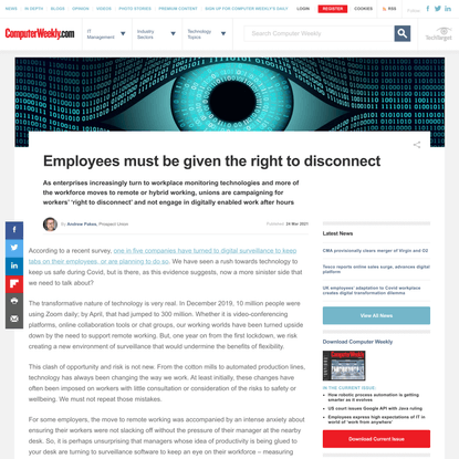 Datafication: Employees must be given right to disconnect