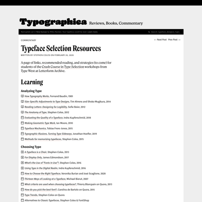 Typeface Selection Resources