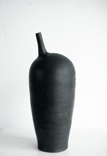 Black ceramic vase by Erdena. Bruges ca 1967
