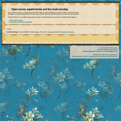 Open source, experimental, and tiny tools roundup