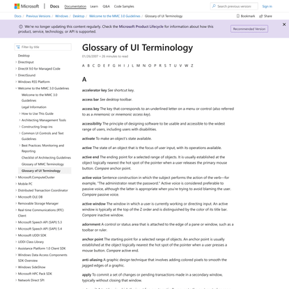 Glossary of UI Terminology