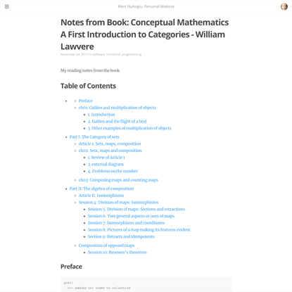 Notes from Book: Conceptual Mathematics A First Introduction to Categories - William Lawvere