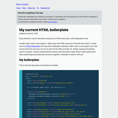 My current HTML boilerplate