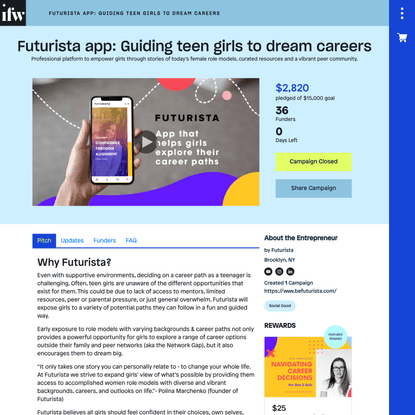 Futurista app: Guiding teen girls to dream careers