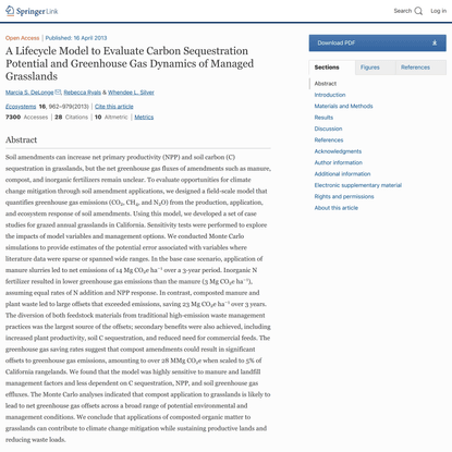 A Lifecycle Model to Evaluate Carbon Sequestration Potential and Greenhouse Gas Dynamics of Managed Grasslands