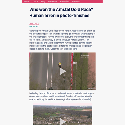 Who won the Amstel Gold Race? Human error in photo-finishes