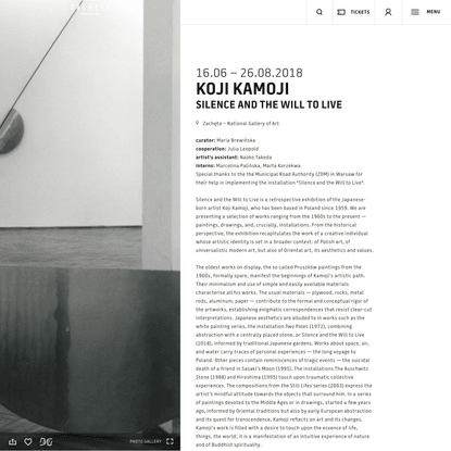 Koji Kamoji Silence and the Will to Live - Zachęta Narodowa Galeria Sztuki