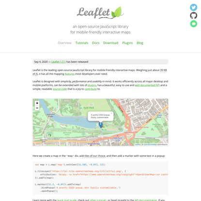 Leaflet — an open-source JavaScript library for interactive maps
