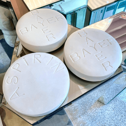 1980’s giant plaster Bayer and Aspirin pills