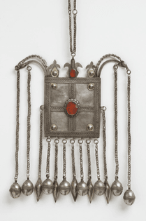 Boy’s Pectoral Amulet with Ram’s Horn Terminals, Fish-shaped Pendants, and Bells