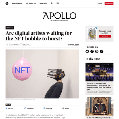 Are artists waiting for the NFT bubble to burst? | Apollo Magazine