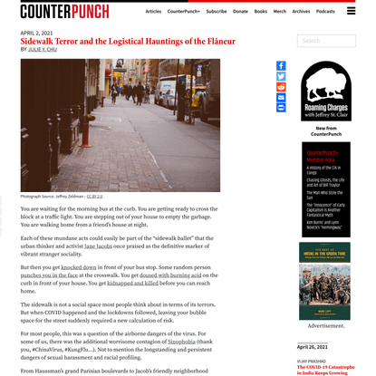 Sidewalk Terror and the Logistical Hauntings of the Flâneur - CounterPunch.org