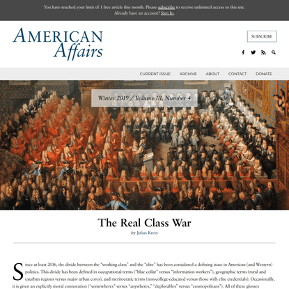 The Real Class War - American Affairs Journal