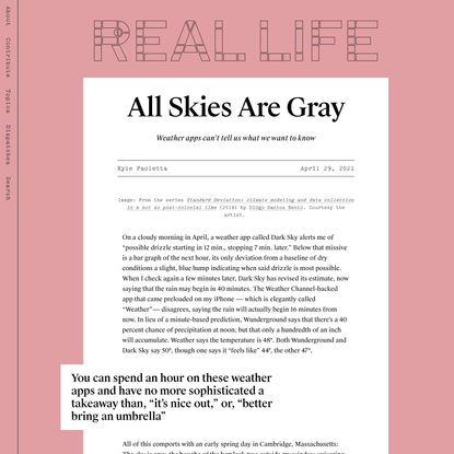 All Skies Are Gray — Real Life