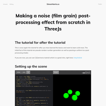 Making a noise (film grain) post-processing effect from scratch in ThreeJs