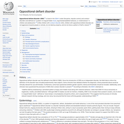 Oppositional defiant disorder - Wikipedia