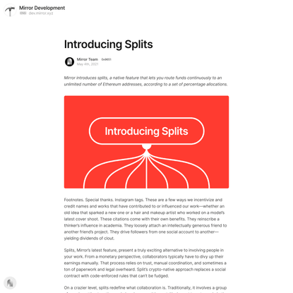 Introducing Splits — Mirror