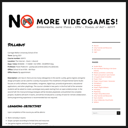 Experimental Game Studio – No More Video Games!