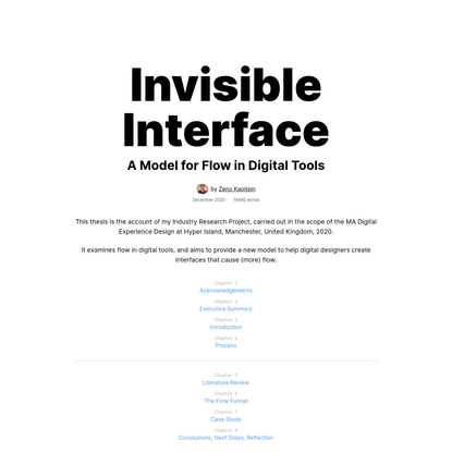 Invisible Interface: A Model for Flow in Digital Tools | Zeno Kapitein