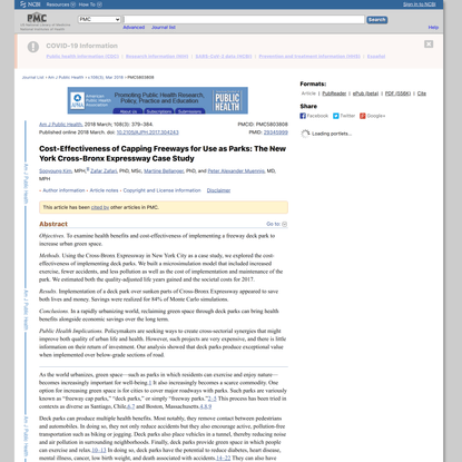 Cost-Effectiveness of Capping Freeways for Use as Parks: The New York Cross-Bronx Expressway Case Study