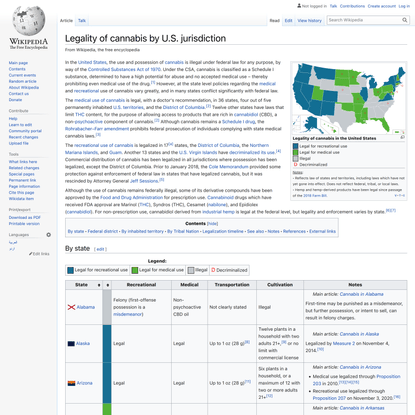 Legality of cannabis by U.S. jurisdiction - Wikipedia