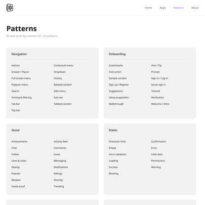 UI patterns library – Design Vault
