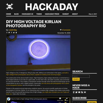 DIY High Voltage Kirlian Photography Rig