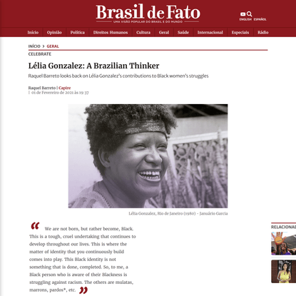 Lélia Gonzalez: A Brazilian Thinker