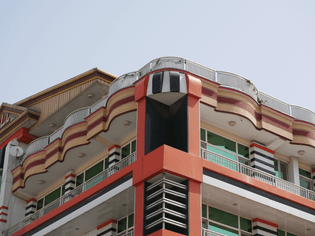 An apartment building in Khair Khana, Kabul, Afghanistan