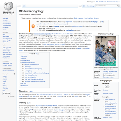 Otorhinolaryngology - Wikipedia