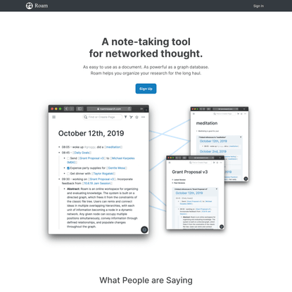 Roam Research – A note taking tool for networked thought.