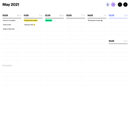 Tweek Calendar — Minimal To Do list and Weekly Task Planner App