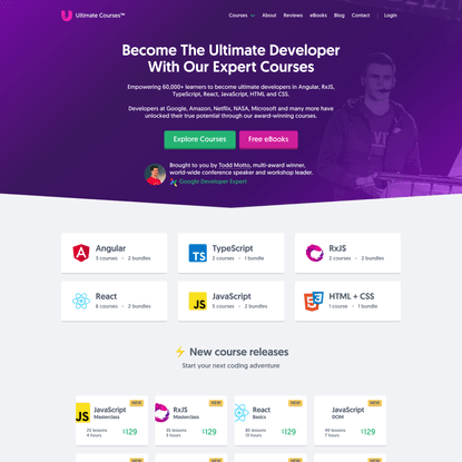 Ultimate Courses™ | Learn JavaScript, Angular, React, RxJS, TypeScript