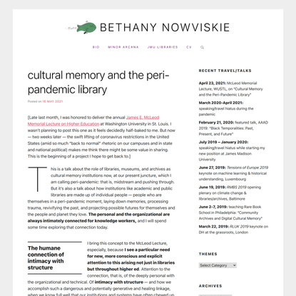 cultural memory and the peri-pandemic library