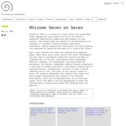 Rhizome Seven on Seven