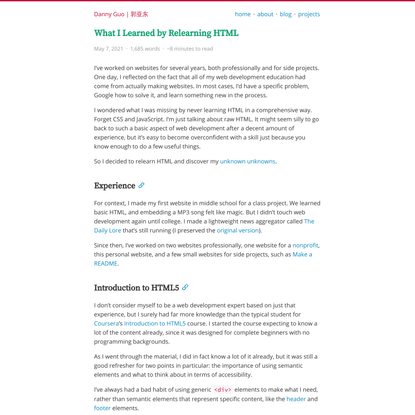 What I Learned by Relearning HTML